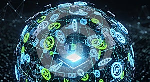 An abstract visualization of complex data, representing interconnected concepts and information flow