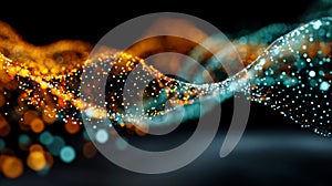 Abstract Visualization with Connecting Dots and Lines Showing Data and Networks