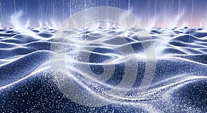 Digital Ocean Waves with Binary Code Particles, Futuristic Technology Concept