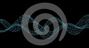 Glowing cyan data stream moving dynamically