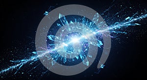 Exploding crystalline energy blast in deep space