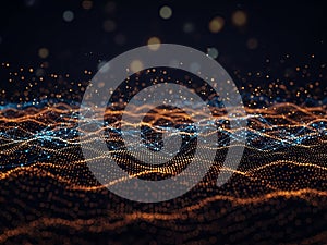 Abstract digital data visualization with connected glowing dots