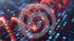 Abstract DNA Structure with Binary Code on Digital Background Illustration