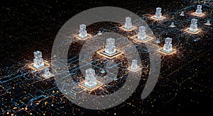 Abstract visualization of digital data nodes