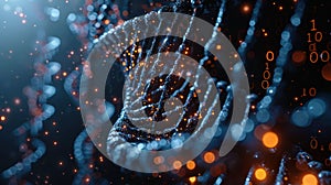 Abstract Digital DNA Helix Structure with Binary Code Data Streams Background