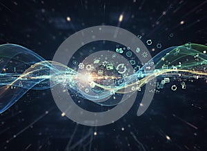 Digital Waveform of Data and Icons