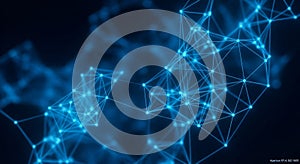 Abstract Blue Network of Interconnected Glowing Dots and Lines