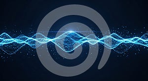Abstract Blue Digital Wave Form with Glowing Particles waveform sound wave