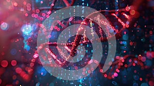 Abstract Digital DNA Helix Structure with Binary Code Background for Science and Technology