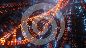 DNA Data Stream: Binary Code and Genetic Information Visualization