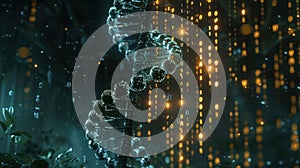 DNA Digital Code Helix: Data Stream and Genetic Information Concept