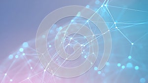 Abstract visualization features a grid of interconnected lines forming a network.