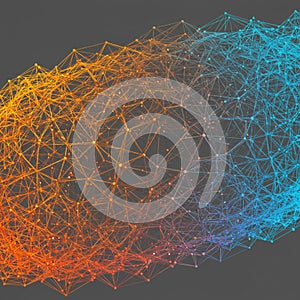 Abstract visualization featuring a network of interconnected points and lines. The