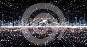 Abstract visualization of futuristic data networks