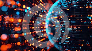 Futuristic Digital Data Stream Technology Background with Binary Code