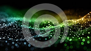 Abstract visualization of interconnected digital data points forming a glowing three dimensional grid structure across a dark