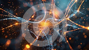 Abstract Neural Network Connection with Glowing Particles and Dynamic Energy Flow