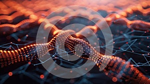 Abstract Connection of Digital Data Points with Network Structure Background