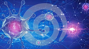 Abstract Visualization of Microorganisms with Vibrant Colors and Light