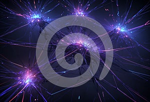 Abstract visualization of neural networks with glowing connections  -  Ai generated