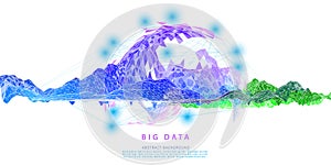 Abstract visualization polygonal grid algorithm analyze data.  Quantum computing concept. Banner for business, science,