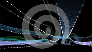 Abstract visualization polygonal grid . Quantum virtual cryptography concept. Blockchain. Analytics algorithms data.  Banner for