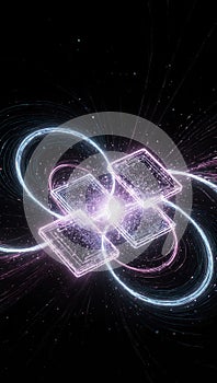 An abstract visualization of quantum computing and data processing