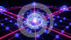 Abstract visualization of a quantum computing network or high-speed data connection.