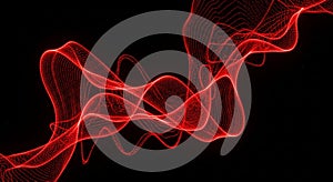 Abstract Red Swirling Light Particles on Black Background glowing