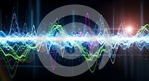 Abstract Visualization of Sound Waves and Data Streams in Dynamic Motion, AI Generated