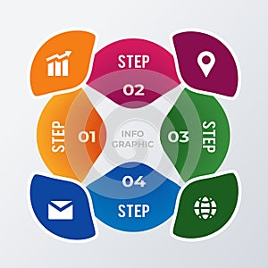 Abstract Visualized Numbers infographic template design. Business concept infograph with 4 options, steps or processes. Vector