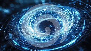 Digital data flowing vortex forming network connection