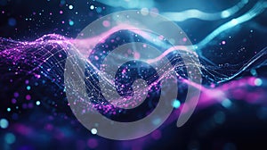 Abstract digital data waves forming futuristic network connection