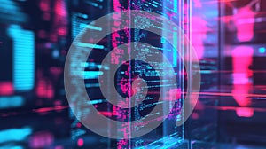Abstract programming code data stream displaying cyber security