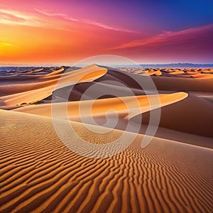 Abstract vivid colors landscape of desert dunes and Colorful bright