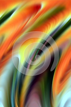 Abstract orange green pastel colors, shades and lines background. Lines in motion