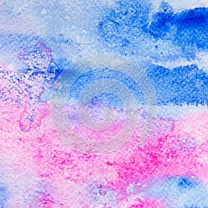 Abstract vivid pink blue watercolor background, design element