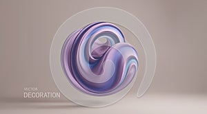 Abstract, Volumetric Three-dimensional Shape Isolated on a beige background. Modern Concept Vector 3d Illustration