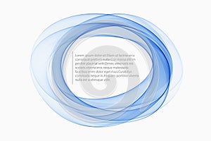 Abstract vortex energy circle. Blue wave design element. Transparent blue frame.