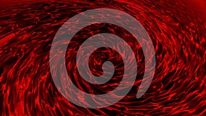 Abstract vortex of liquid substance of red color, seamless loop. Animation. Rippled texture flowing in a circle towards