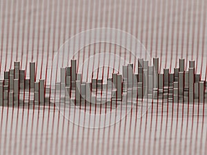 Abstract voxels white and red strips background