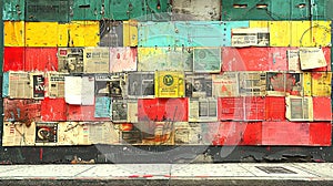 Abstract wall with random advertisements, background