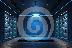 abstract wall studio room blue background-generated by ai