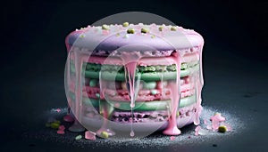 Macaron Meltdown Pistachio and Raspberry, Ai generated image