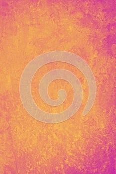 abstract warm orange pink  gold and background with smeary paint spatter and peeling rust metal design