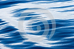 Abstract water background with waves and riffles. Dark blue, bright and white.