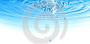 Abstract Water bubble drops splash. Blue color nature background