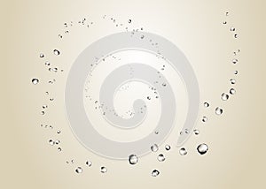 Abstract water bubbles, spiral rising on a clear background.