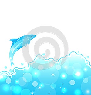 Abstract water card with dolphin