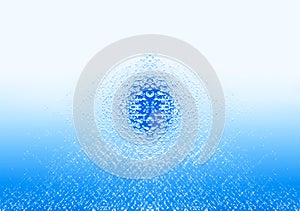 Abstract water drop falling down, light blue background of gradient color